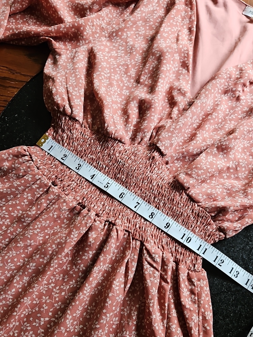 Miley+Molly Smocked Ruffled Hem Boho Chic Cottagecore Dress S - Picture 13 of 15